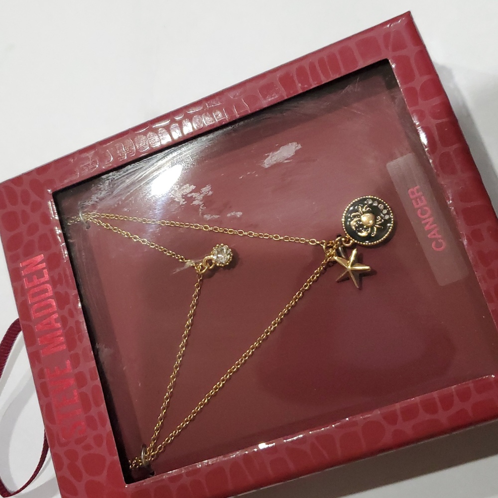 Steve Madden layered cz gemstone, Cancer and star charm pendant necklace‎ new